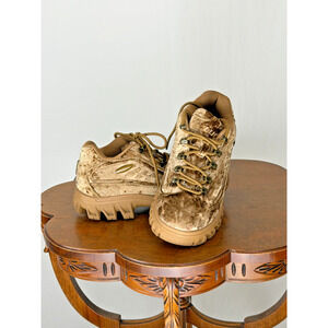 LUGZ Bronze Crushed Velvet Sneaker Lug Sole US Womens 7 #0146C